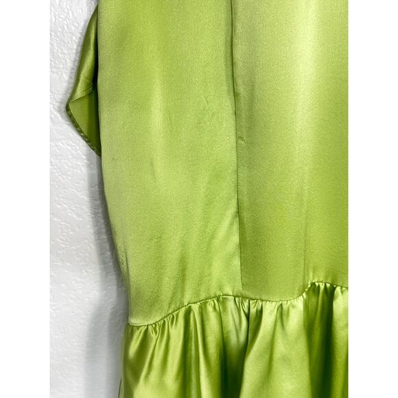 Cinq à Sept Petunya Silk Ruffle Hi-Low Dress in Green - Picture 13 of 14